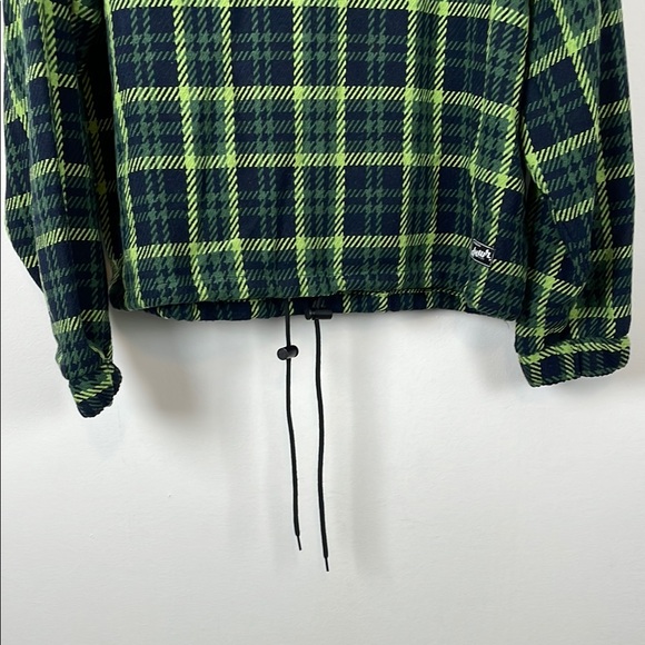 Zara Houndstooth Plaid Sweatshirt Hoodie Jacket Green and Black Men's S Street - Picture 2 of 9